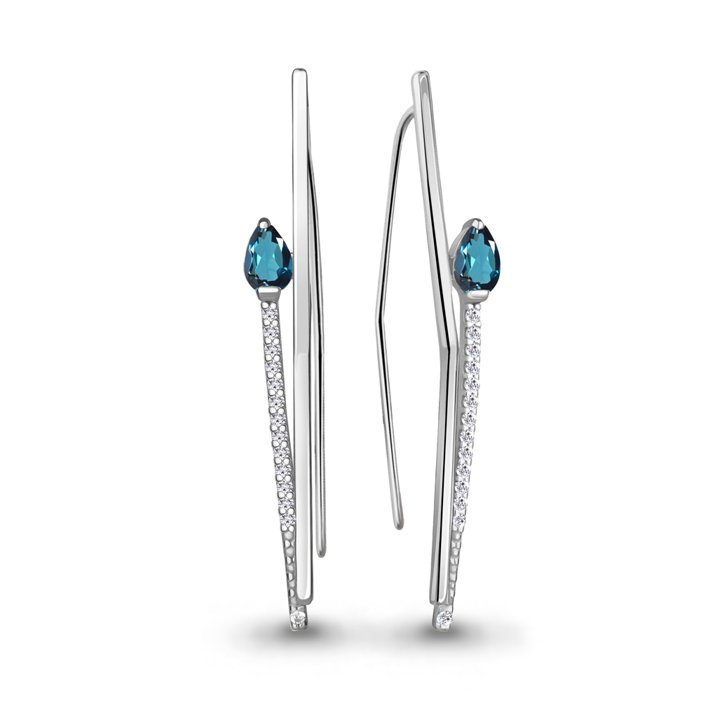 

Серьги из серебра с топазом\фианитом Aquamarine Aquamarine 4772508А_925_р, 4772508А_925_р