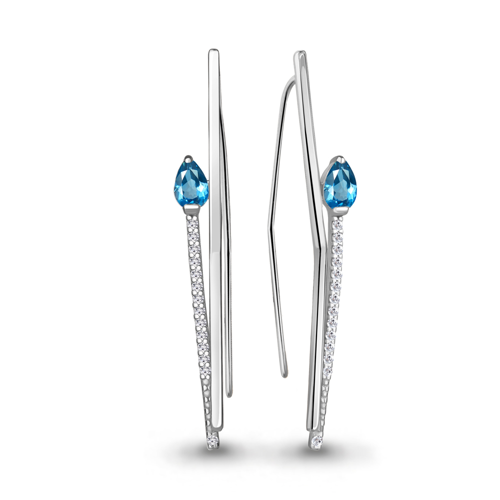 

Серьги из серебра с топазом\фианитом Aquamarine Aquamarine 4772505А_925_р, 4772505А_925_р