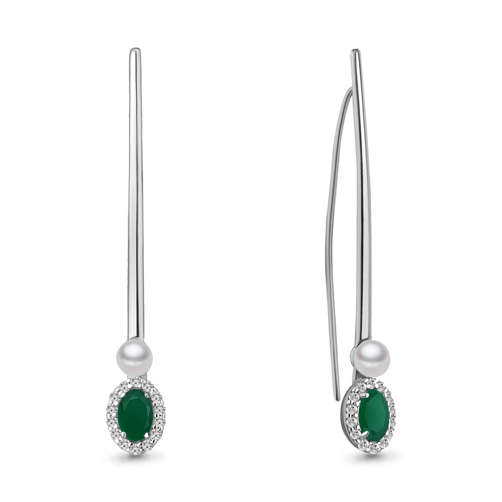 

Серьги из серебра с агатом Aquamarine Aquamarine 4772409А_925_р, 4772409А_925_р