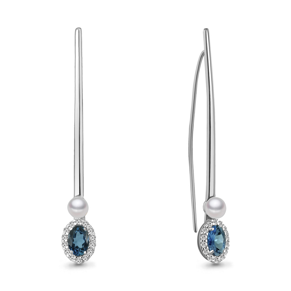 

Серьги из серебра с топазом\фианитом Aquamarine Aquamarine 4772408А_925_р, 4772408А_925_р