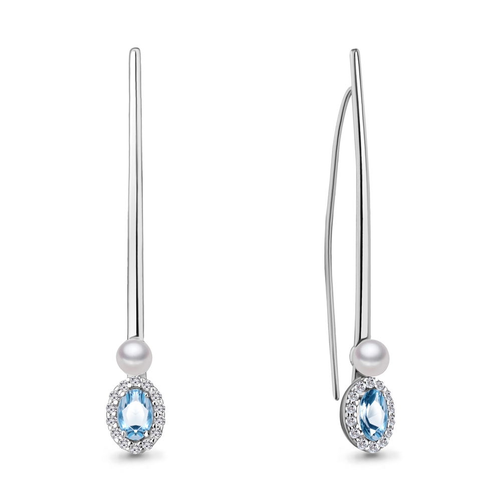 

Серьги из серебра с топазом\фианитом Aquamarine Aquamarine 4772405А_925_р, 4772405А_925_р