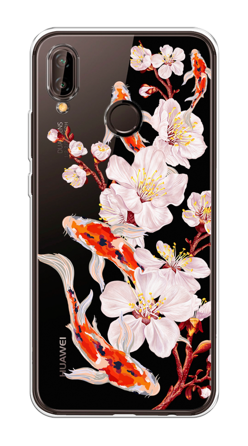 

Чехол на Huawei Nova 3 "Карпы и сакура", Оранжевый;розовый;бежевый;прозрачный, 66150-1