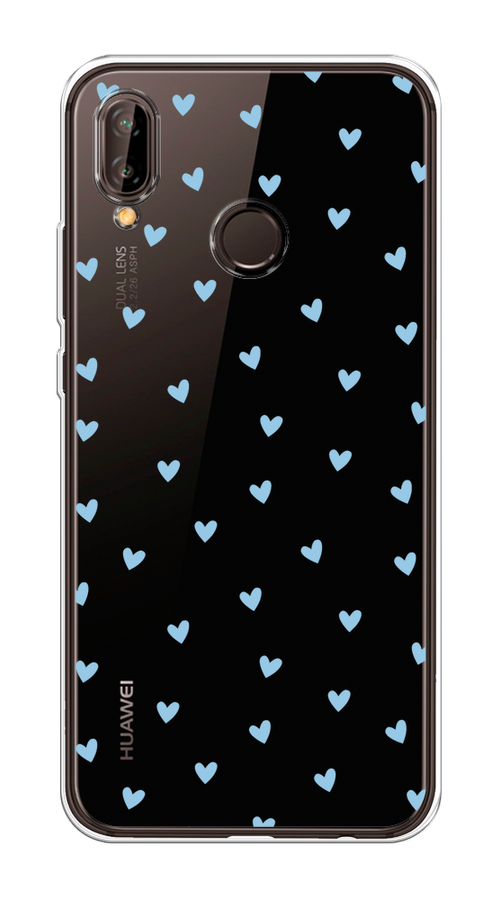 

Чехол на Huawei Nova 3 "Голубые сердечки паттерн", Голубой;прозрачный, 66150-1
