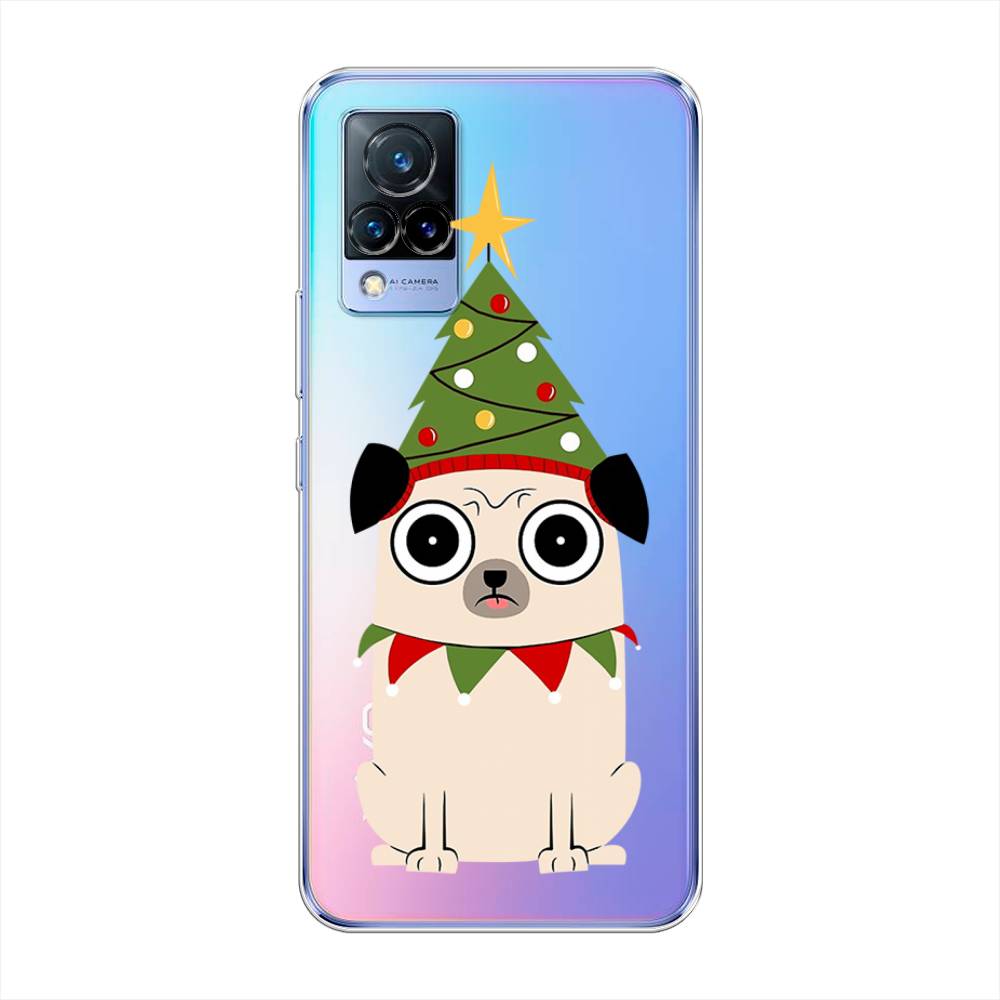 

Чехол на Vivo V21 "Собачка с ёлочкой", Бежевый;красный;зеленый, 264350-1