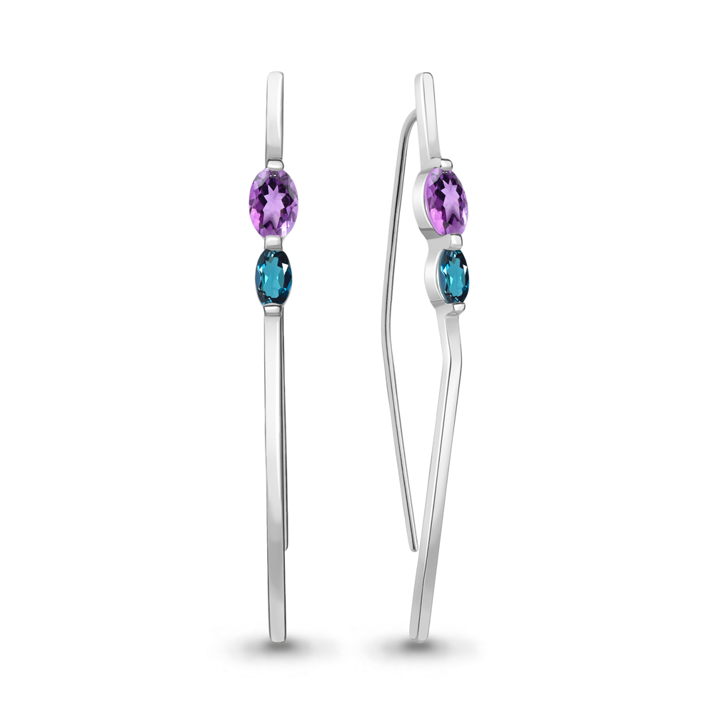 

Серьги из серебра с аметистом\топазом Aquamarine Aquamarine 4772232_925_р, 4772232_925_р