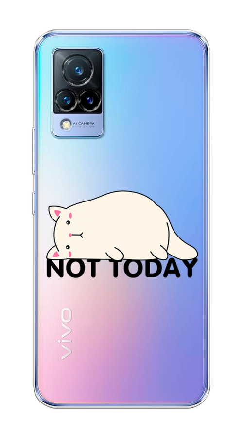 

Чехол на Vivo V21 "Cat not today", Белый;розовый;черный, 264350-1