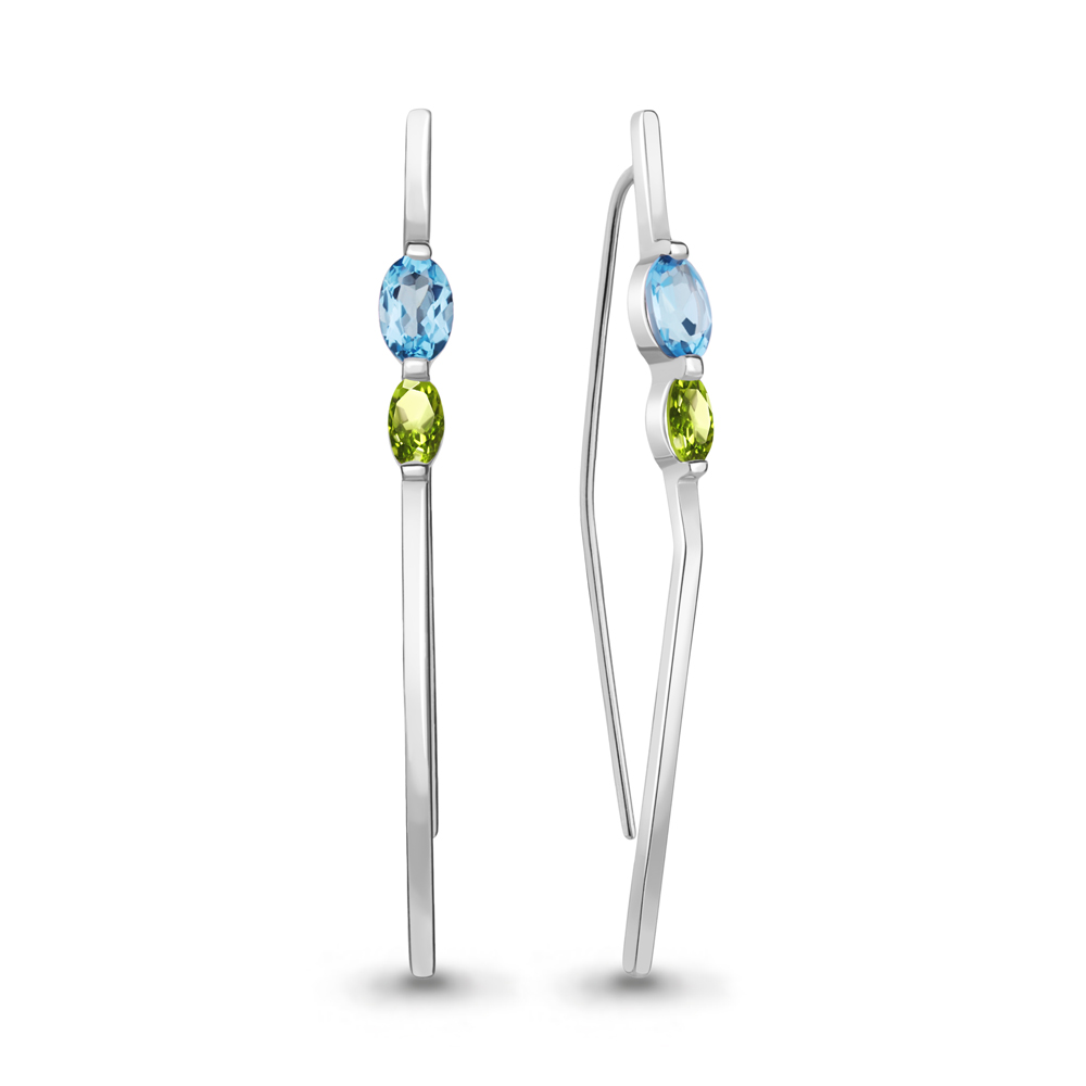 

Серьги из серебра с топазом\хризолитом Aquamarine Aquamarine 4772231_925_р, 4772231_925_р