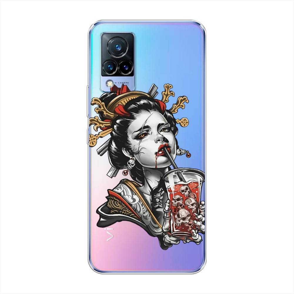 

Чехол на Vivo V21 "Опасная гейша", Красный;черный;серый, 264350-4