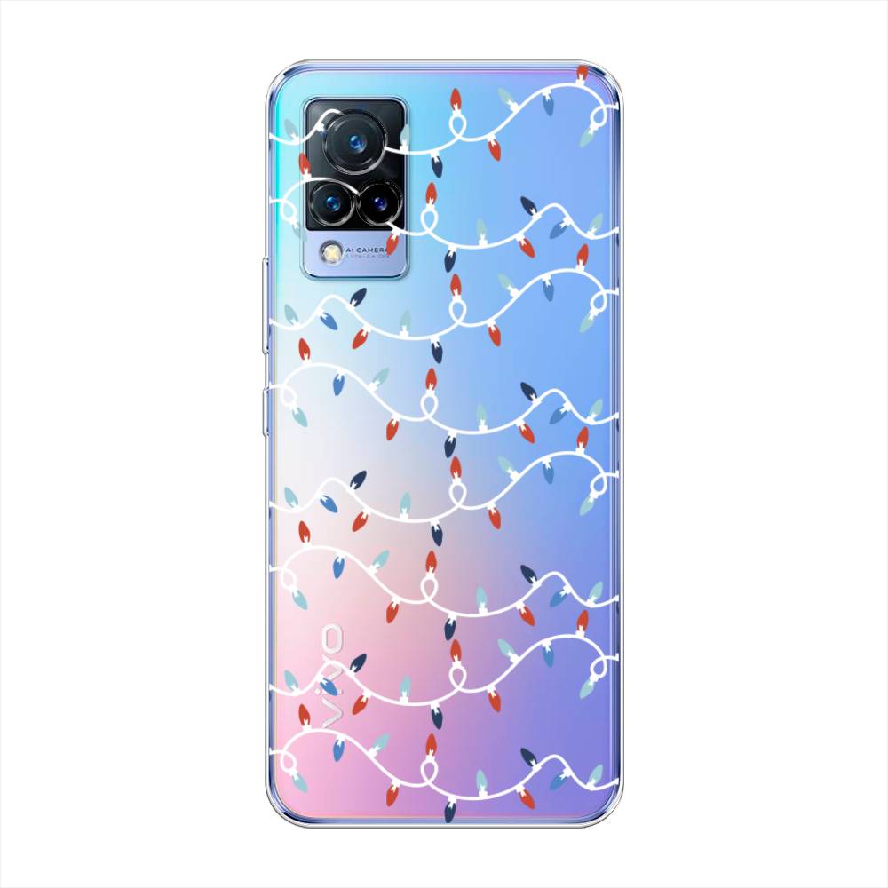 

Чехол на Vivo V21 "Разноцветная гирлянда", Белый;красный;синий, 264350-5