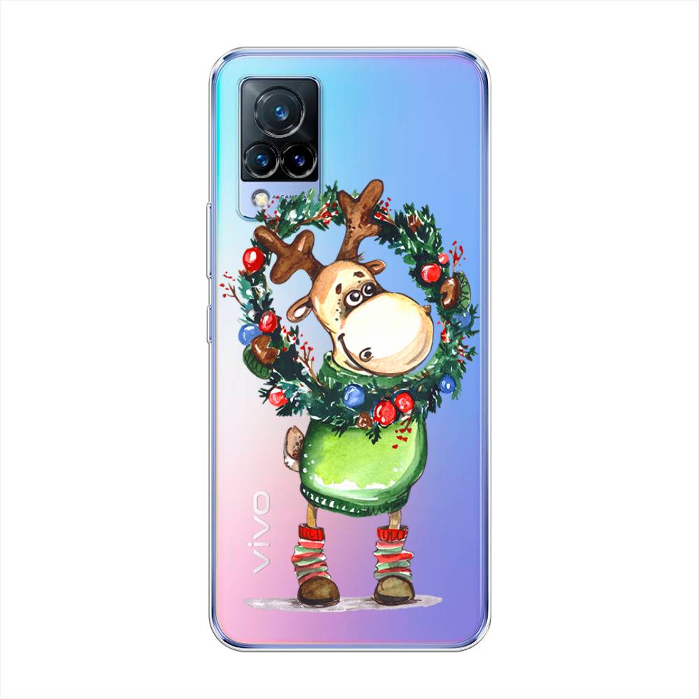 

Чехол на Vivo V21 "Олень с новогодним венком", 264350-4