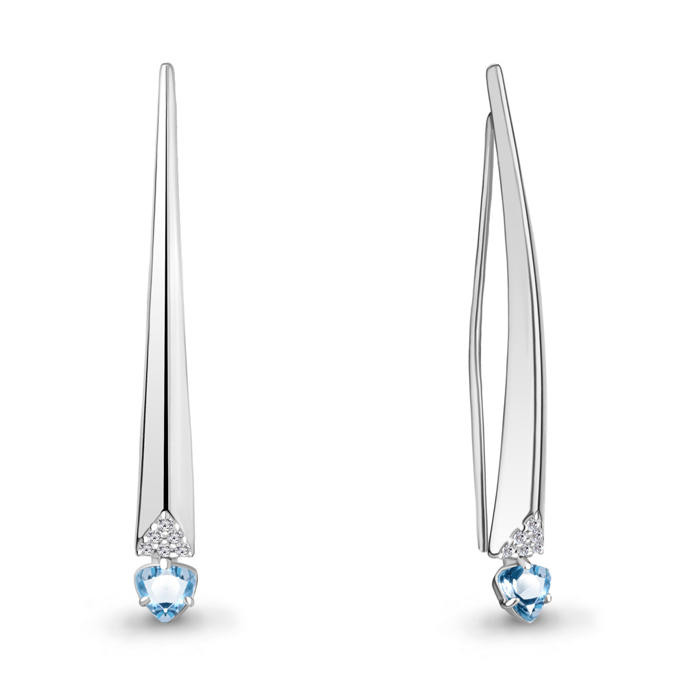 

Серьги из серебра с топазом\фианитом Aquamarine Aquamarine 4771805А_925_р, 4771805А_925_р