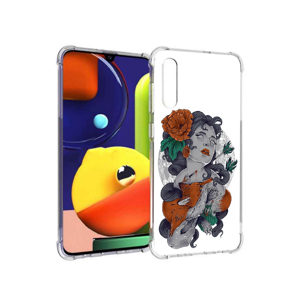 

Чехол MyPads Tocco для Samsung Galaxy A70 темная девушка с лисой (PT128584.546.639), Прозрачный, Tocco