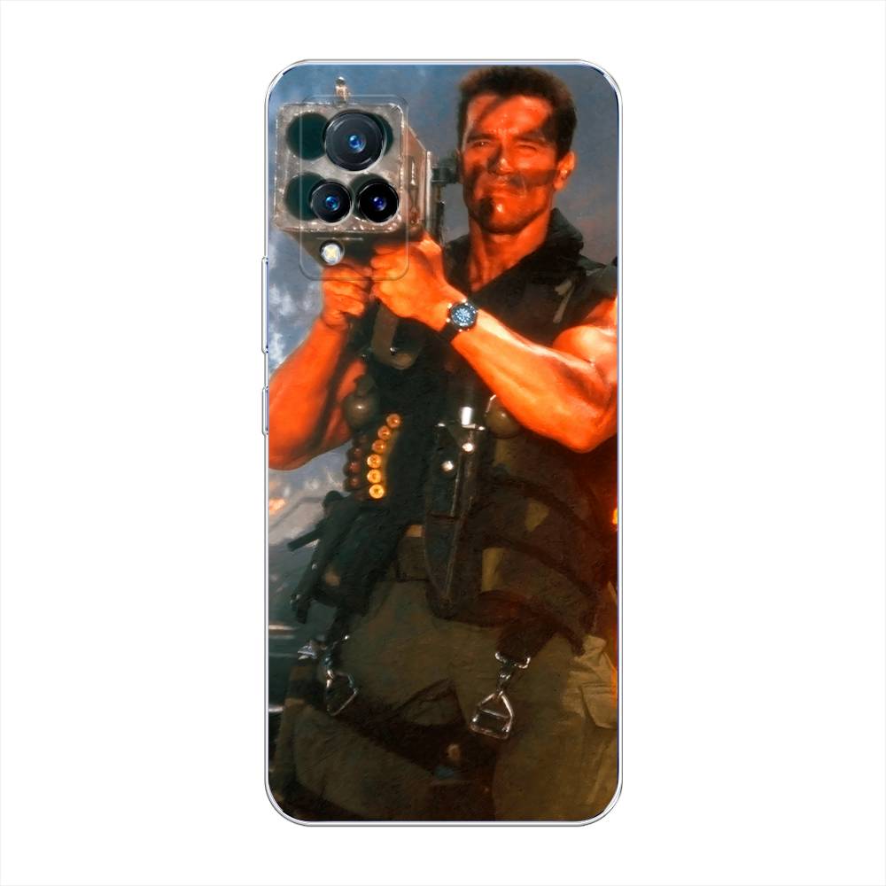 

Чехол на Vivo V21 "Арнольд Шварцнеггер с базукой", Голубой;коричневый, 264350-6