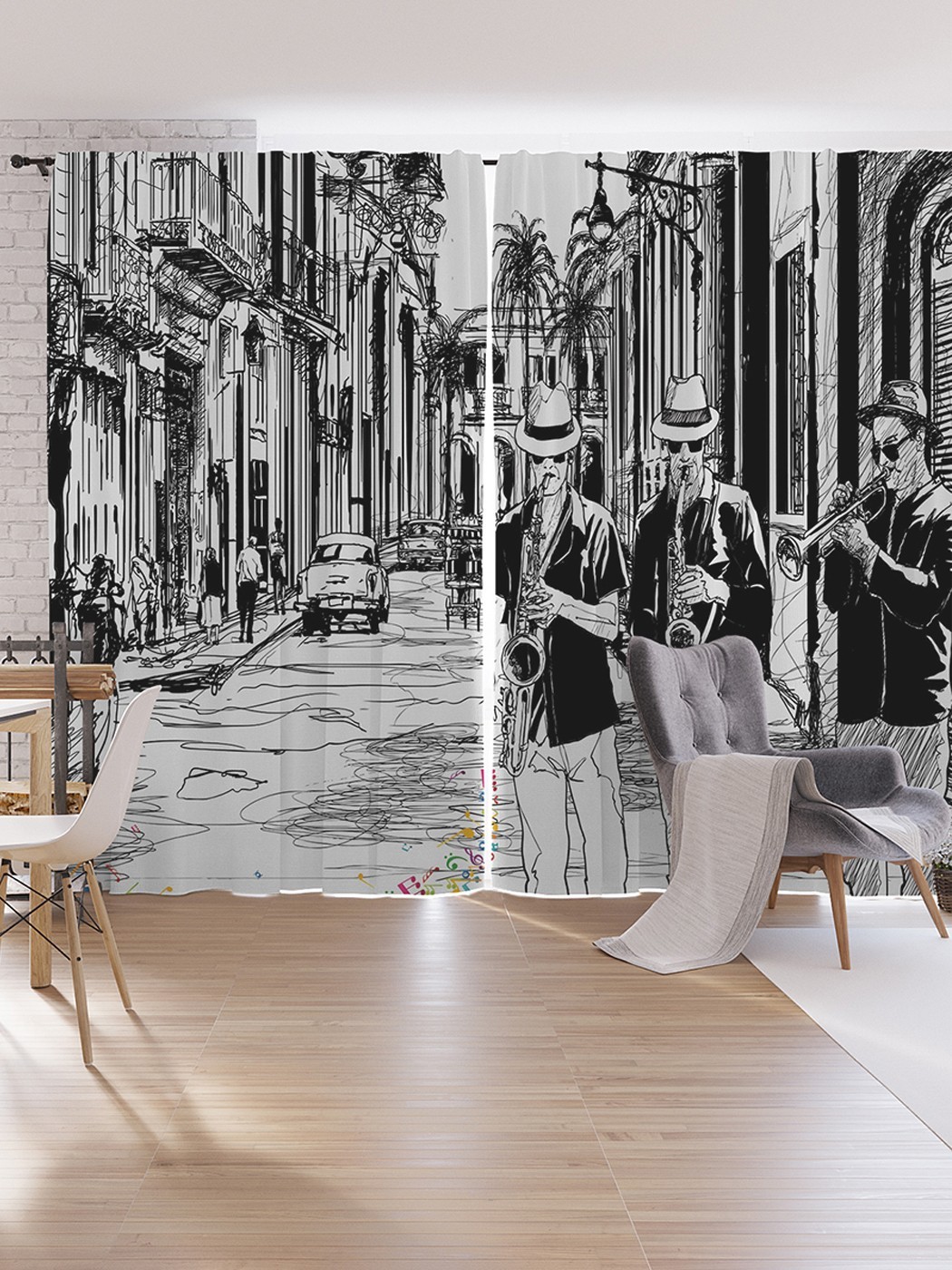 

Шторы под лён JoyArty "Музыка улиц", серия Oxford DeLux, 340х265 см, Музыка улиц