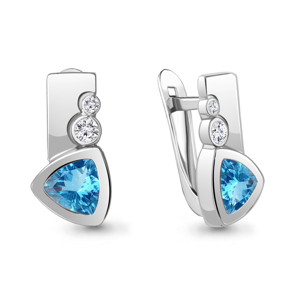 

Серьги из серебра с топазом\фианитом Aquamarine Aquamarine 4771205А_925_р, 4771205А_925_р