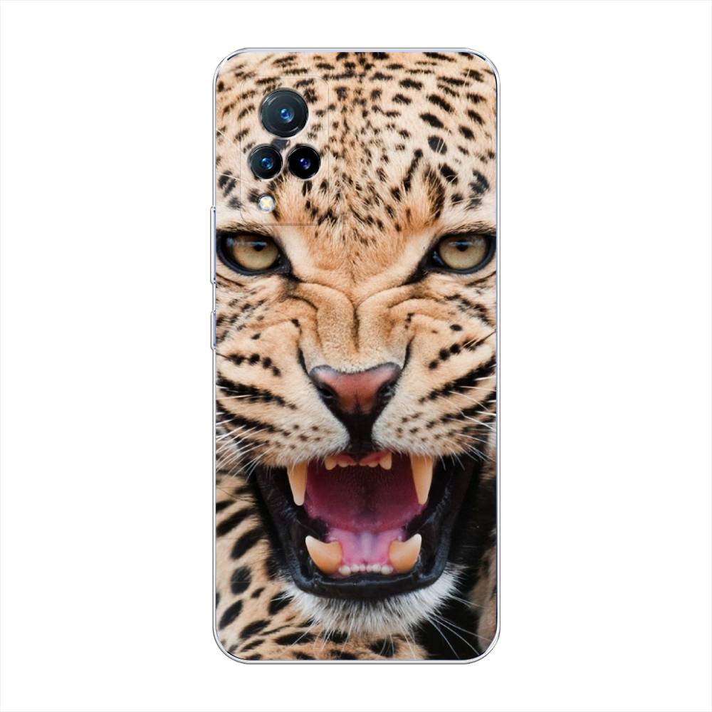 

Чехол на Vivo V21 "Леопард 3d", Бежевый;черный, 264350-6