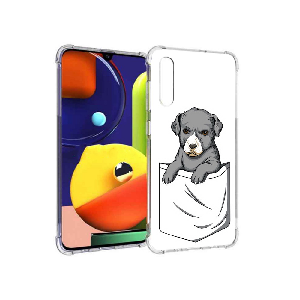 

Чехол MyPads Tocco для Samsung Galaxy A70 собачка в кармане (PT128584.546.611), Прозрачный, Tocco