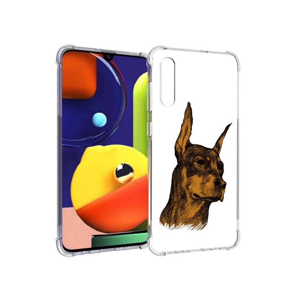 

Чехол MyPads Tocco для Samsung Galaxy A70 скетч доберман (PT128584.546.605), Прозрачный, Tocco