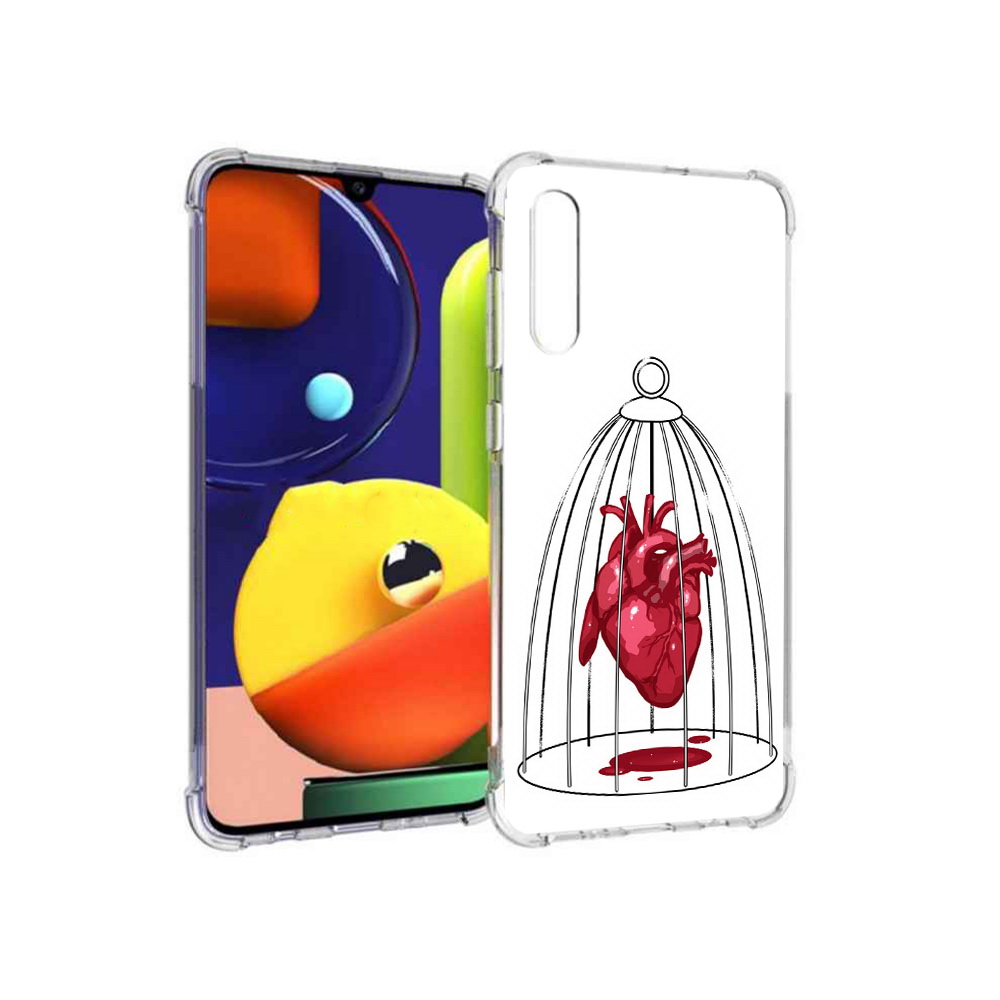 

Чехол MyPads Tocco для Samsung Galaxy A70 сердце в клетке (PT128584.546.597), Прозрачный, Tocco