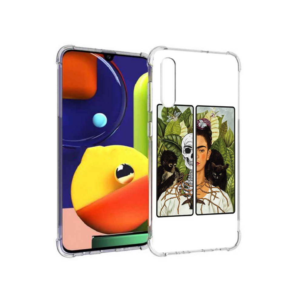 

Чехол MyPads Tocco для Samsung Galaxy A70 сдвоенная картинка девушка скелет, Прозрачный, Tocco