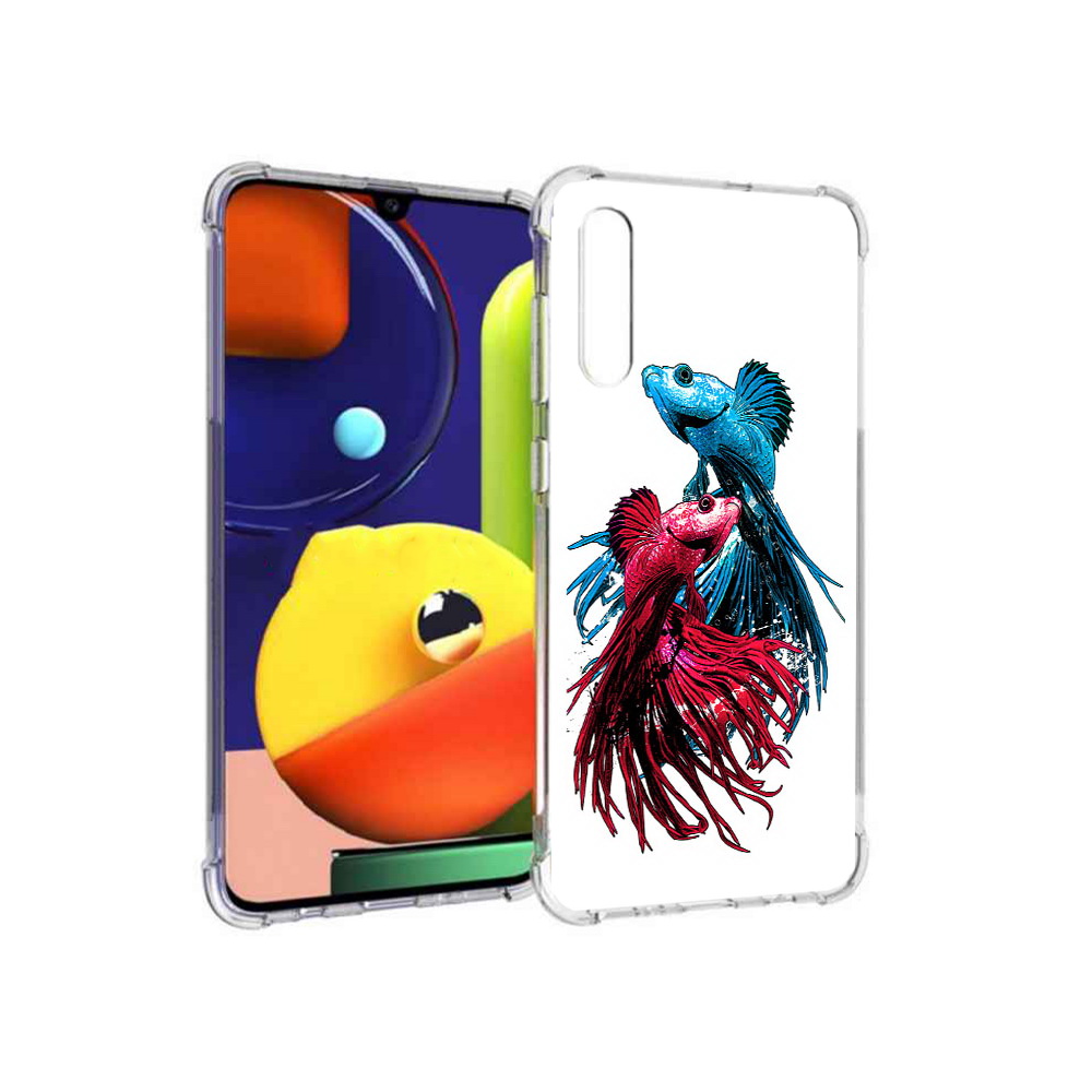 

Чехол MyPads Tocco для Samsung Galaxy A70 рыбы петушки (PT128584.546.592), Прозрачный, Tocco