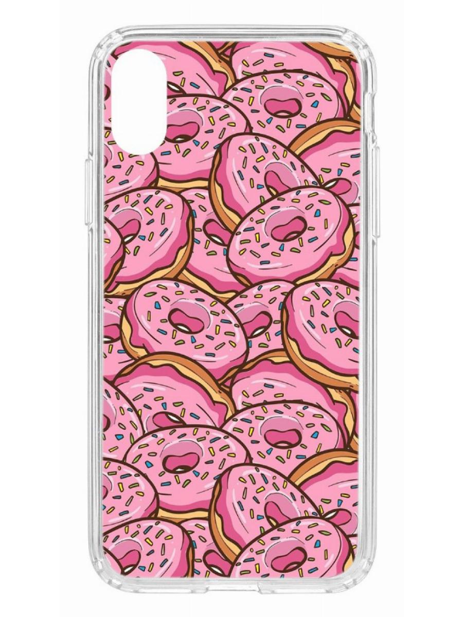 

Чехол для Apple iPhone X/XS КRUЧЕ Print Пончики прозрачный с рисунком
