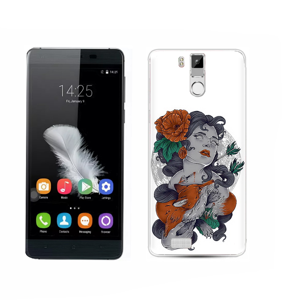 

Чехол MyPads Tocco для Oukitel K6000 Pro темная девушка с лисой, Прозрачный, Tocco