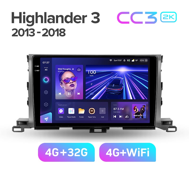 Магнитола TEYES TOYOTA HIGHLANDER 2013- 2018 г CC3 2K 432ГБ 3489000₽