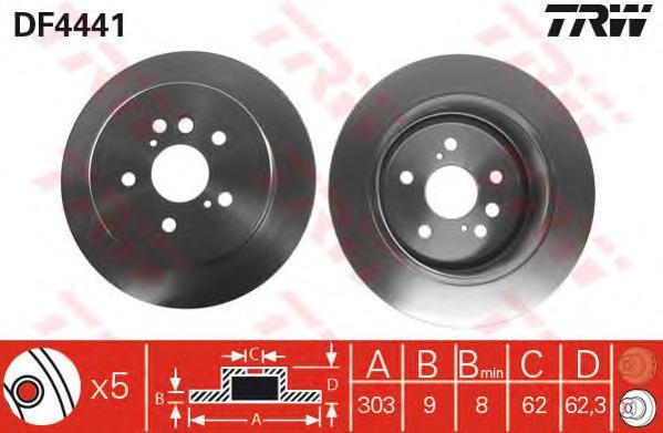 

Диск тормозной задний toyota rav 4 ii / chery tiggo / lifan x60 trw df4441
