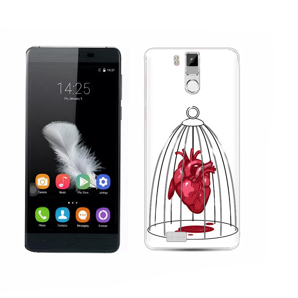 

Чехол MyPads Tocco для Oukitel K6000 Pro сердце в клетке, Прозрачный, Tocco