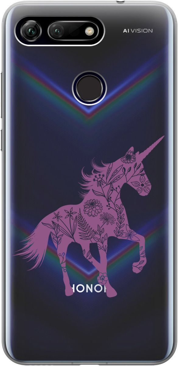 

Чехол на Honor View 20 (V20) с принтом "Floral Unicorn" прозрачный, 5234