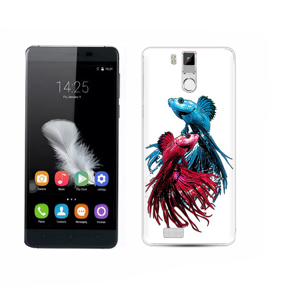 

Чехол MyPads Tocco для Oukitel K6000 Pro рыбы петушки, Прозрачный, Tocco