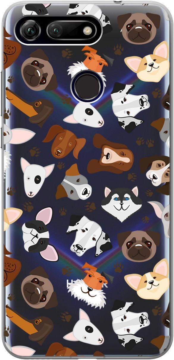 

Чехол на Honor View 20 (V20) с принтом "Dogs Pattern" прозрачный, Прозрачный;коричневый, 5234