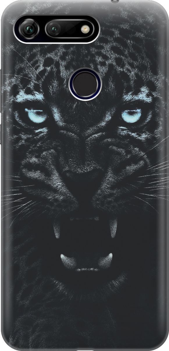 

Силиконовый чехол на Honor View 20 (V20) с принтом "Голубоглазая пантера", Голубой;черный, 6448