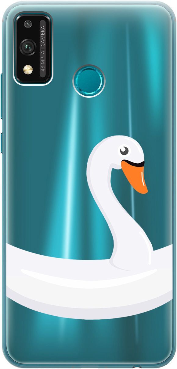 

Силиконовый чехол на Honor 9X Lite с принтом "Swan Swim Ring" прозрачный, Прозрачный;белый, 5231