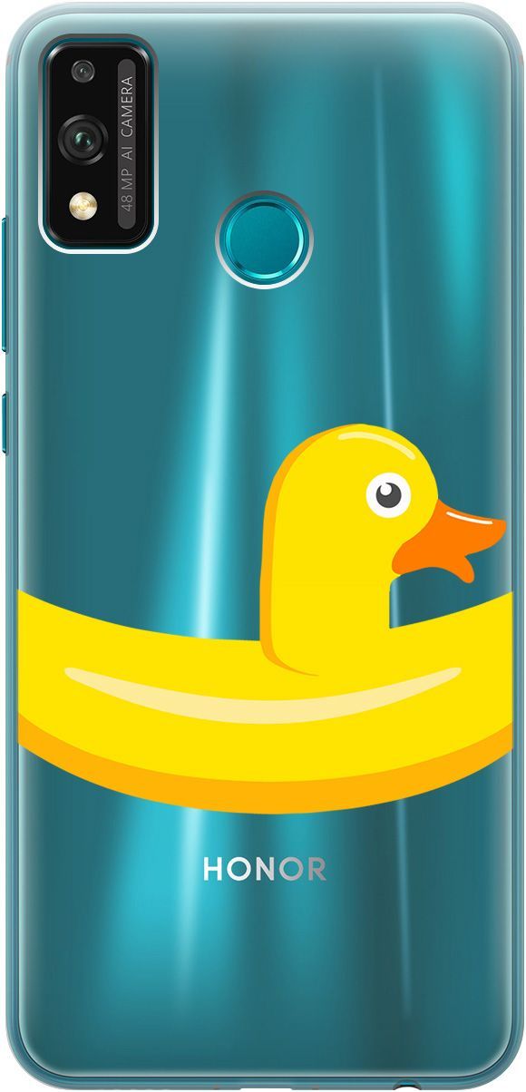 

Силиконовый чехол на Honor 9X Lite с принтом "Duck Swim Ring" прозрачный, Прозрачный;белый, 5231