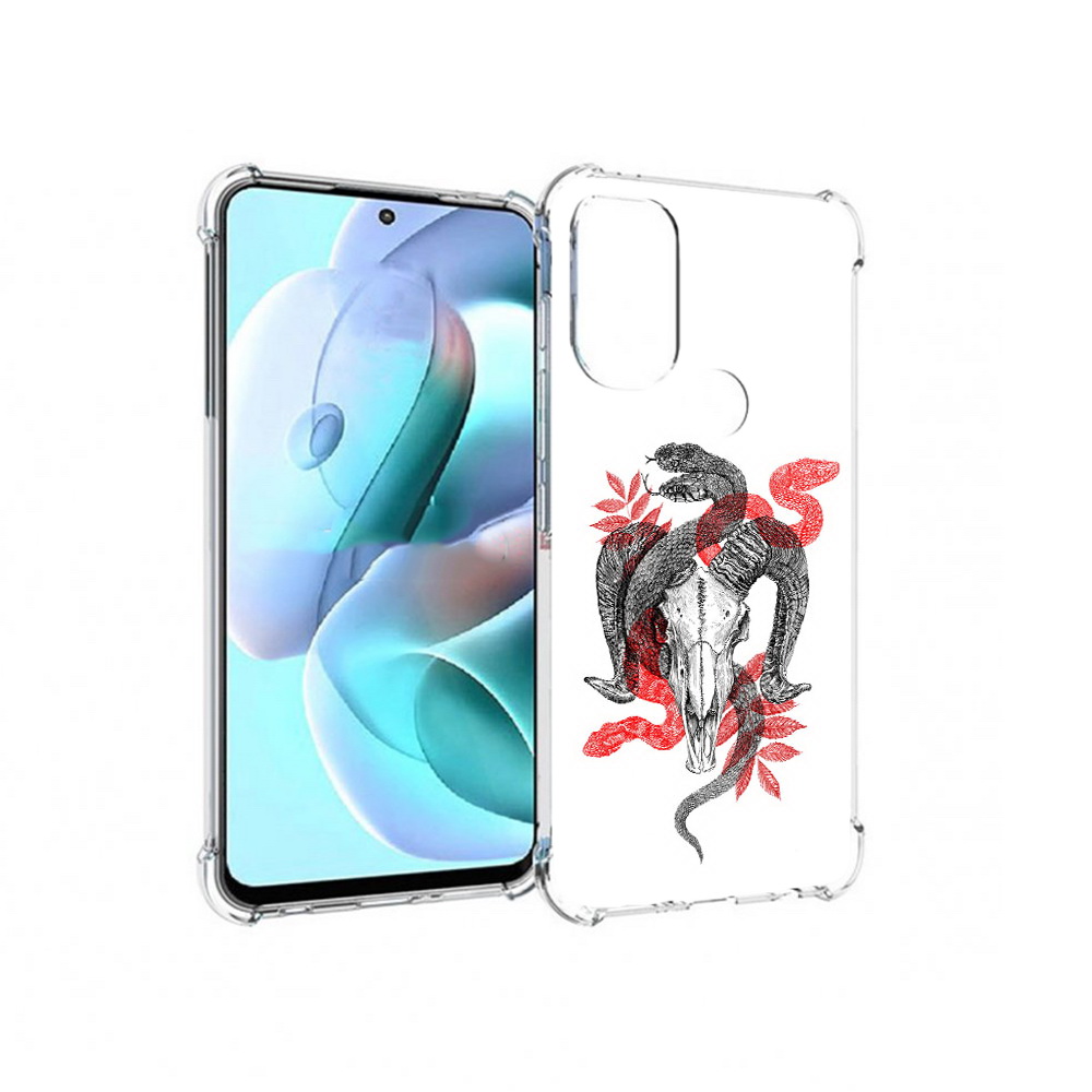 

Чехол MyPads Tocco для Motorola Moto G71 змея в черепе рисунок (PT227080.353.365), Прозрачный, Tocco