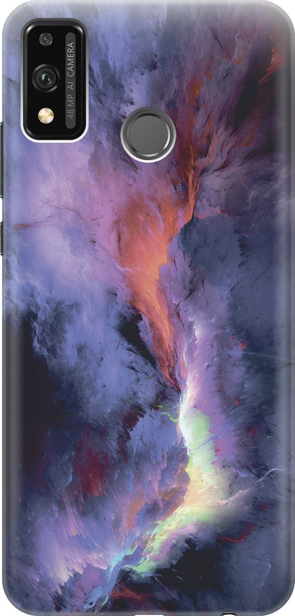 

Силиконовый чехол на Honor 9X Lite с принтом "Гром и молния", Фиолетовый;черный, 6430