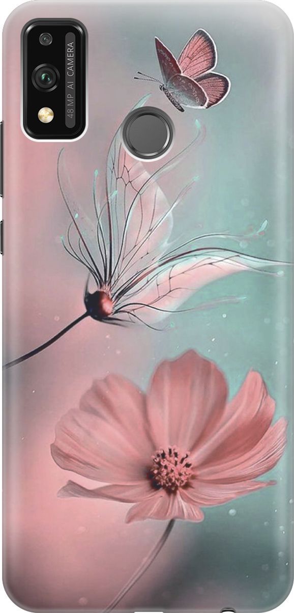 

Силиконовый чехол на Honor 9X Lite с принтом "Бабочка и цветы", Голубой;розовый, 4459