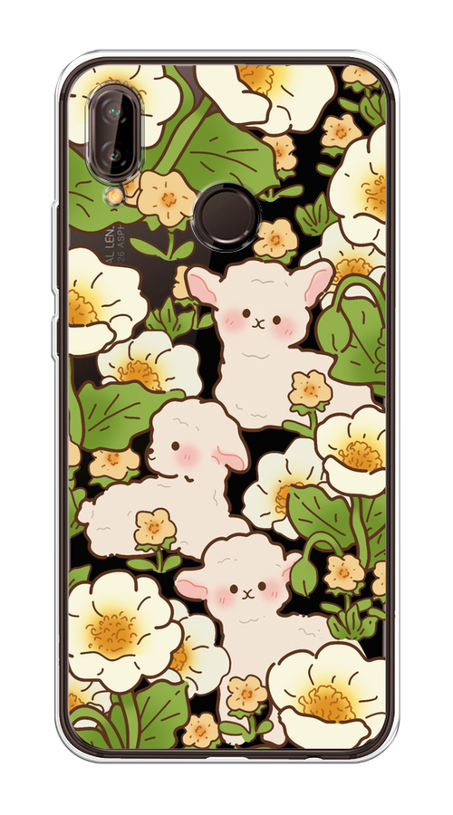 

Чехол на Huawei Nova 3 "Овечки в цветах", Зеленый;бежевый, 66150-1