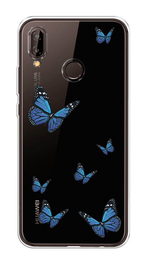 

Чехол на Huawei Nova 3 "Blue butterflies", Синий;черный, 66150-1
