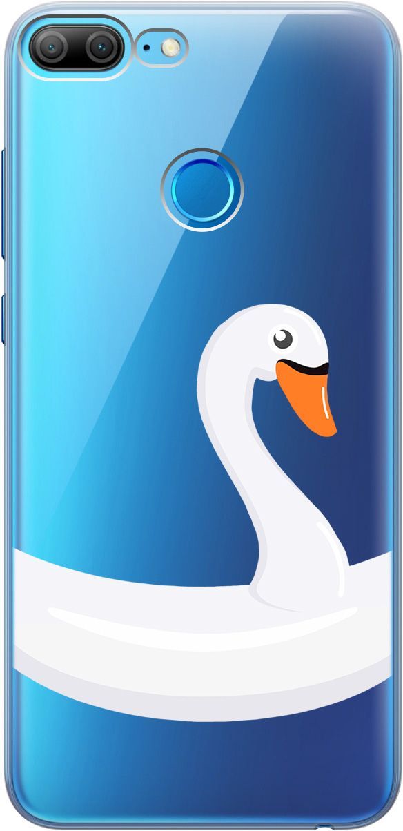 

Силиконовый чехол на Honor 9 Lite с 3D принтом "Swan Swim Ring" прозрачный, Прозрачный;белый, 5226