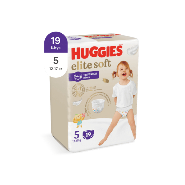 

Подгузники-трусики Huggies Elite Soft 5 (12-17 кг), 19 шт.