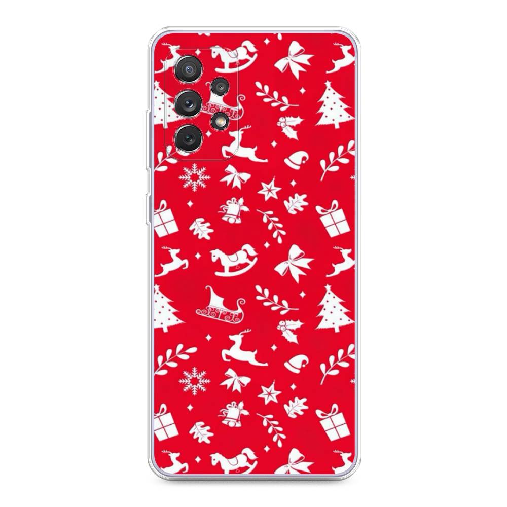 

Чехол на Samsung Galaxy A73 "Красный новогодний фон", Красный;белый, 2104650-5