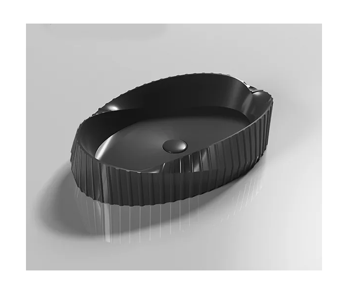 фото Накладная черная матовая раковина для ванной gid bm888 овальная керамическая