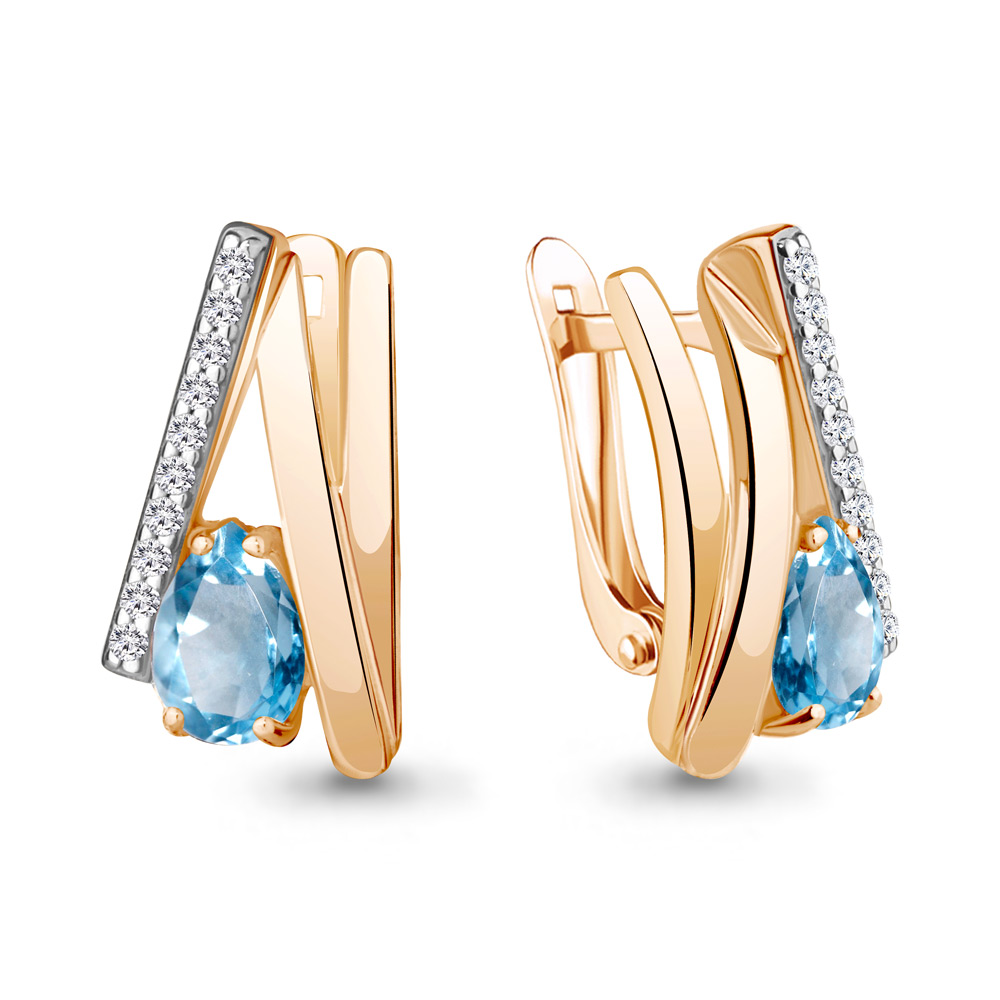 

Серьги из серебра с топазом\фианитом Aquamarine Aquamarine 4770505А_925_з, 4770505А_925_з