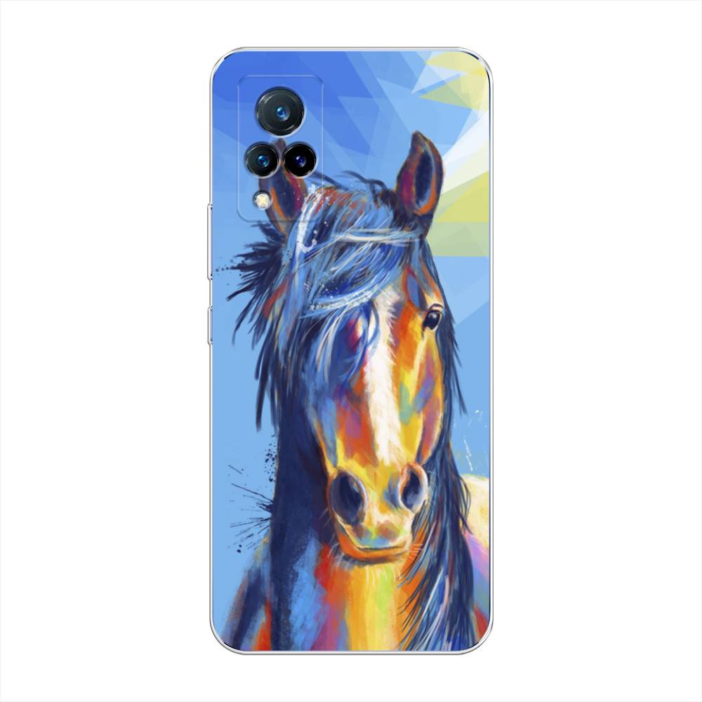 

Чехол на Vivo V21 "Лошадь арт 3", Голубой;желтый;синий, 264350-1