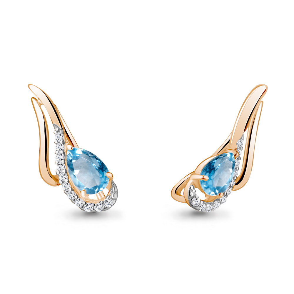 

Серьги из серебра с топазом\фианитом Aquamarine Aquamarine 4770205А_925_з, 4770205А_925_з