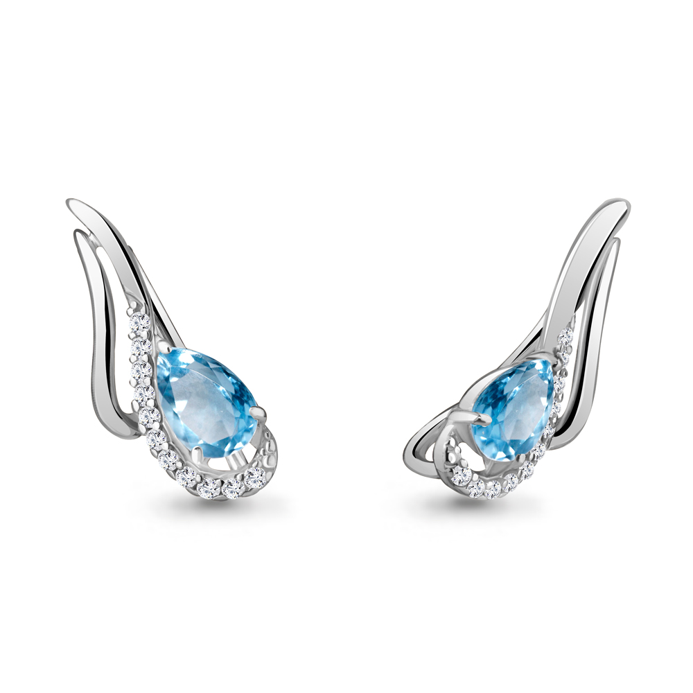 

Серьги из серебра с топазом\фианитом Aquamarine Aquamarine 4770205А_925_р, 4770205А_925_р