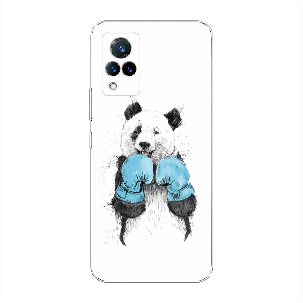 

Чехол на Vivo V21 "Панда боксер", Голубой;белый;серый, 264350-1